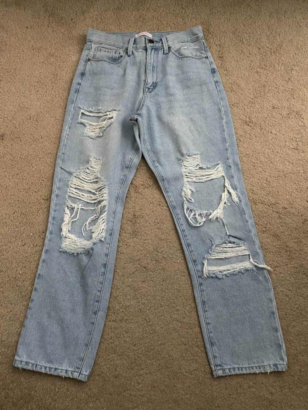 Women's JBD By Just Black Denim Light Wash Distressed Straight Leg Jeans Sz 27